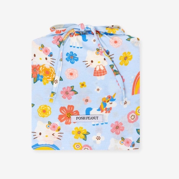 •New•Posh Peanut X Hello Kitty - Springtime Blue Crib Sheet - Picture 5 of 6